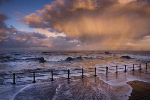 At the end of a freezing and wet day shooting rough seas, this surreal snow storm appeared