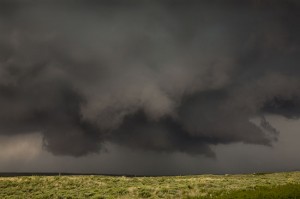 The rotating wallcloud under a huge tornadic storm in Texas
